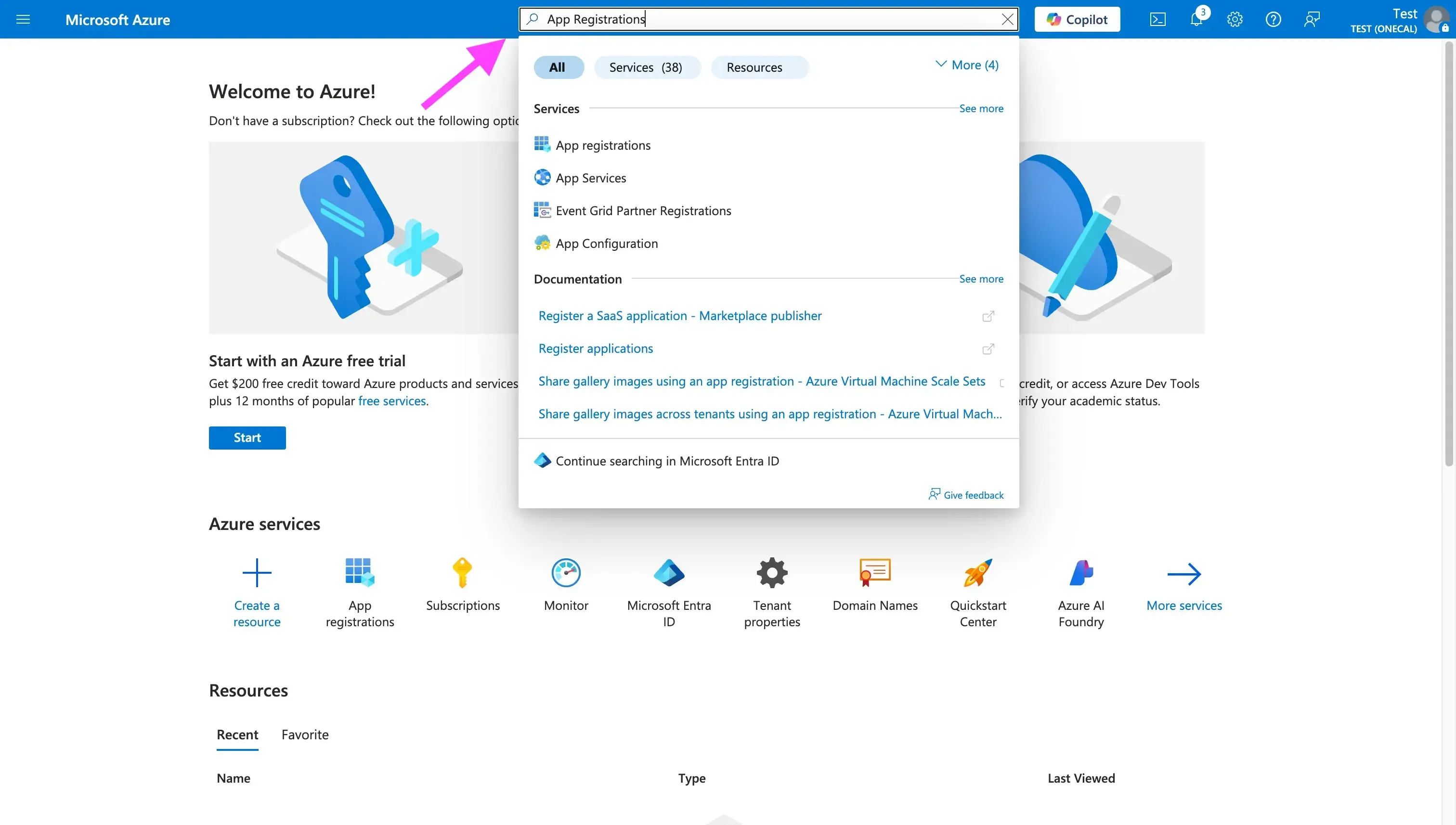 Search App Registrations