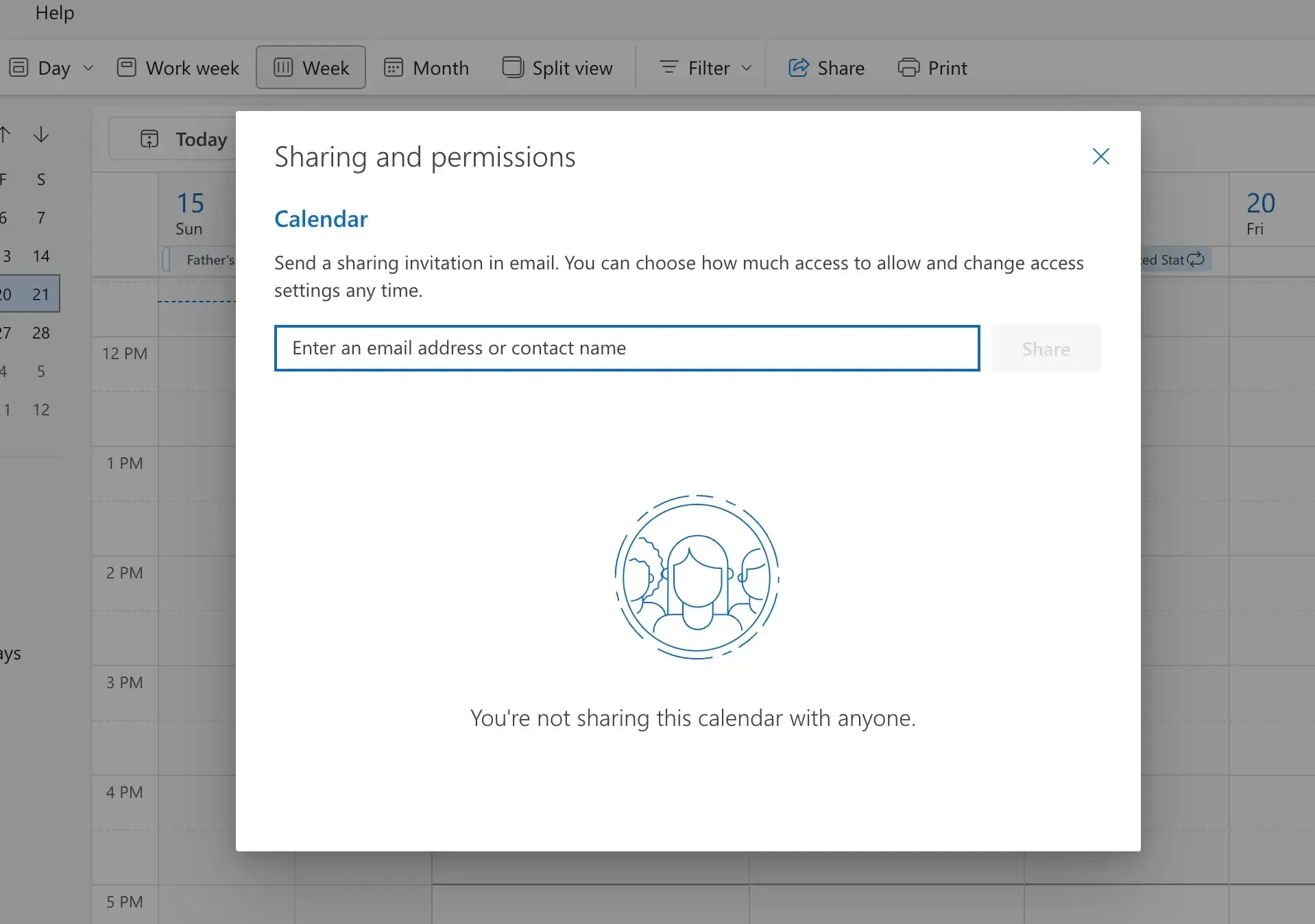 enter email address outlook calendar