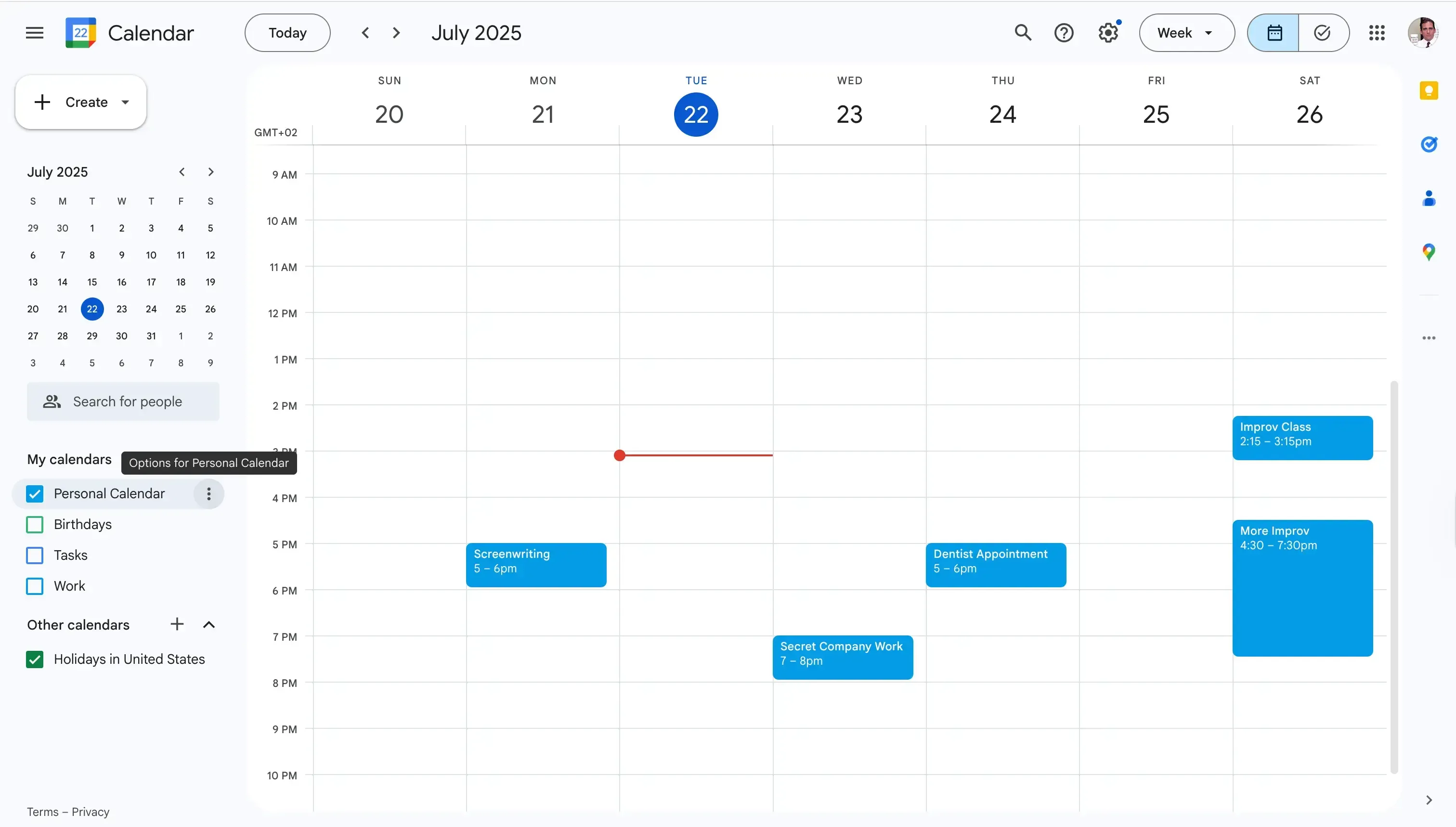 Google Calendar- Three dots Google Calendar- Three dots