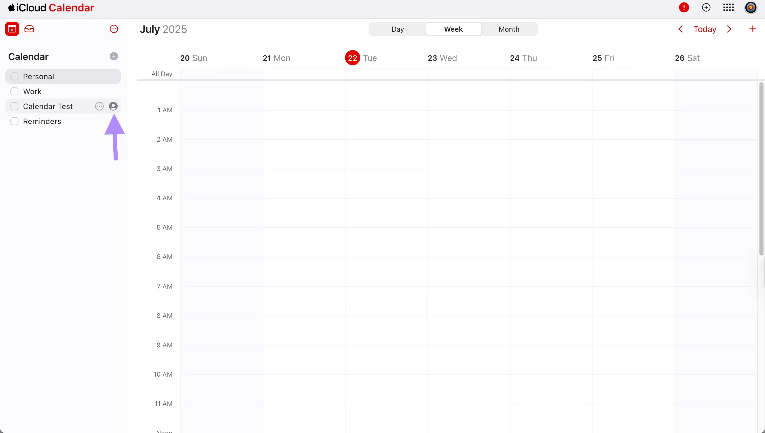 iCloud - hover over the calendar iCloud - hover over the calendar