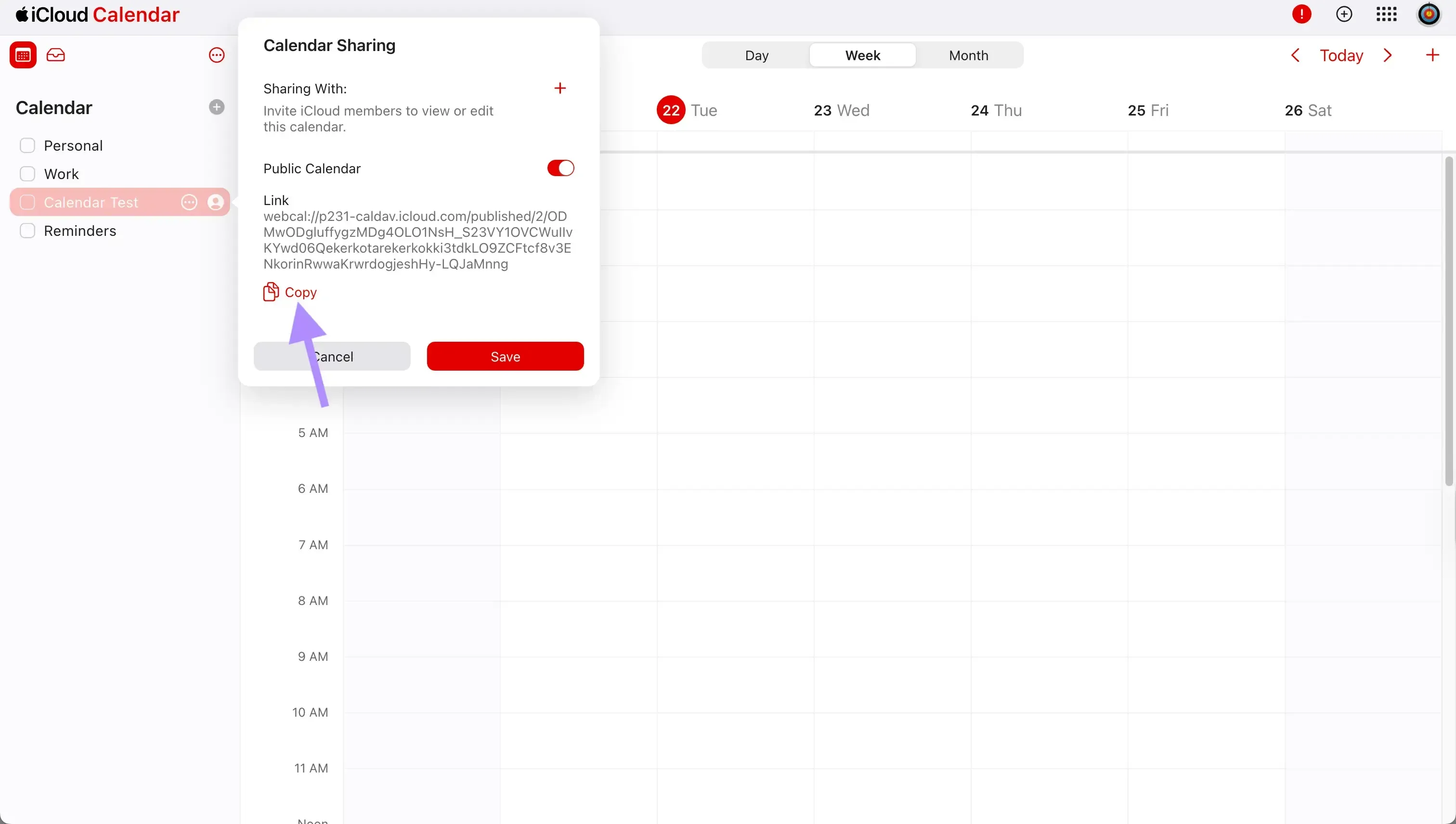 iCloud Calendar - Copy the .ics link that got generated iCloud Calendar - Copy the .ics link that got generated