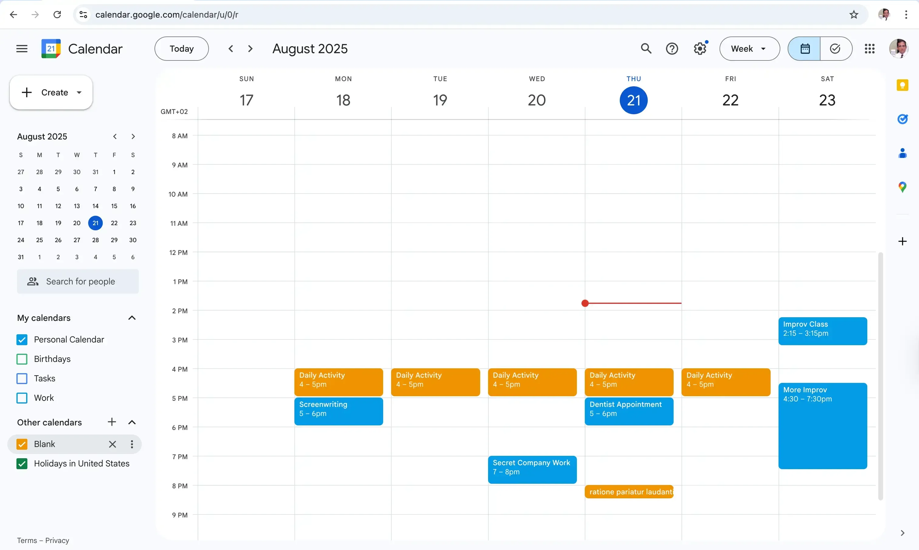 Google Calendar Web App