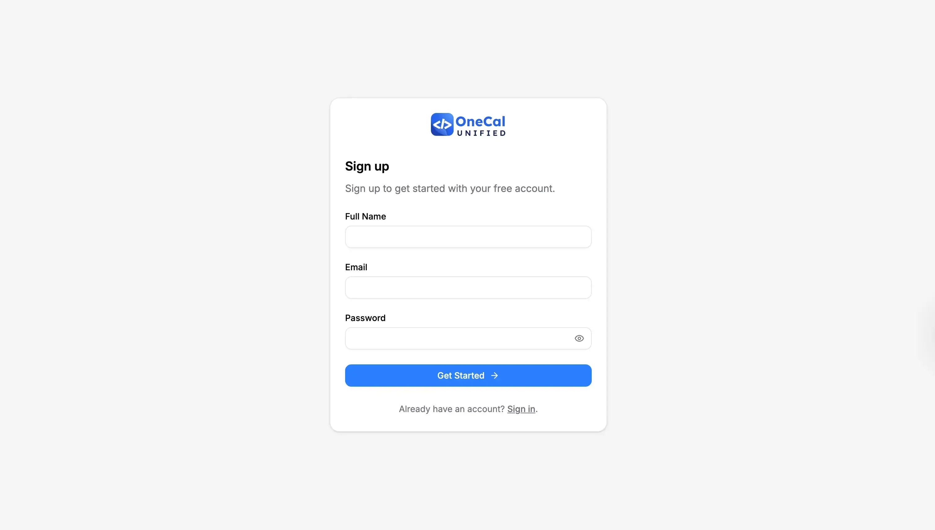 OneCal Unified Signup Page