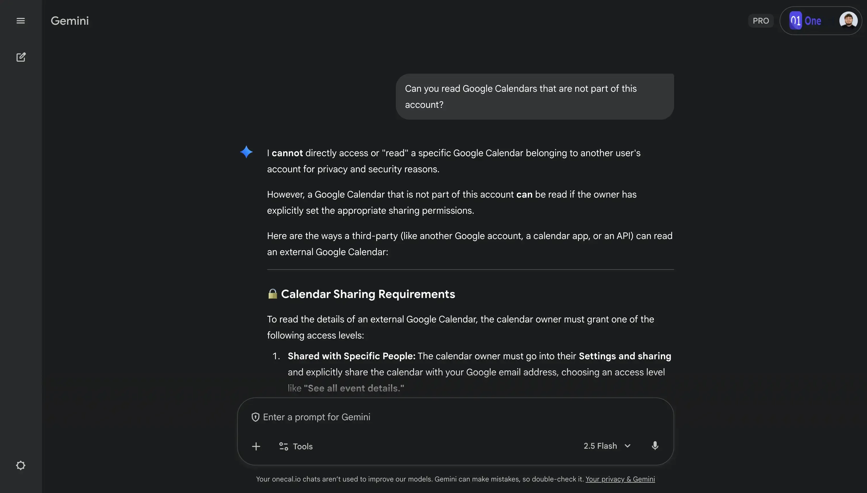 Gemini - Can you read Google Calendar