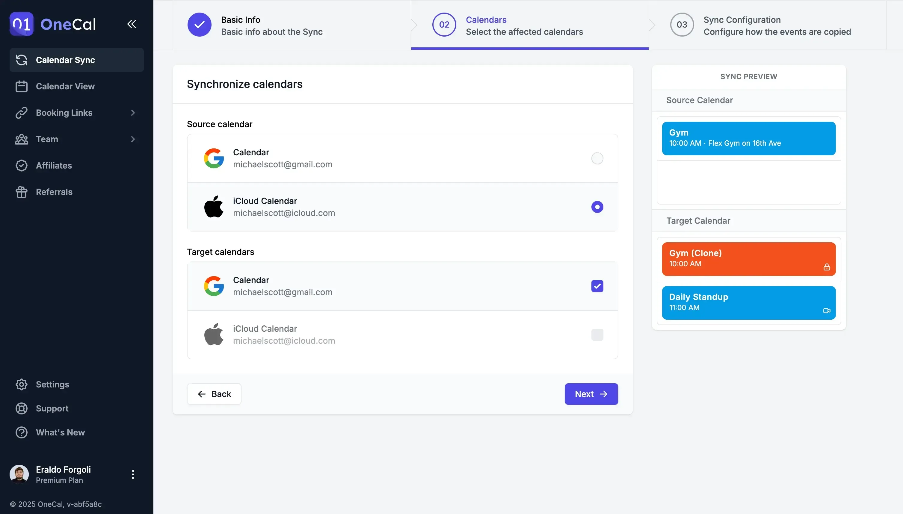 OneCal - Choose calendars to sync