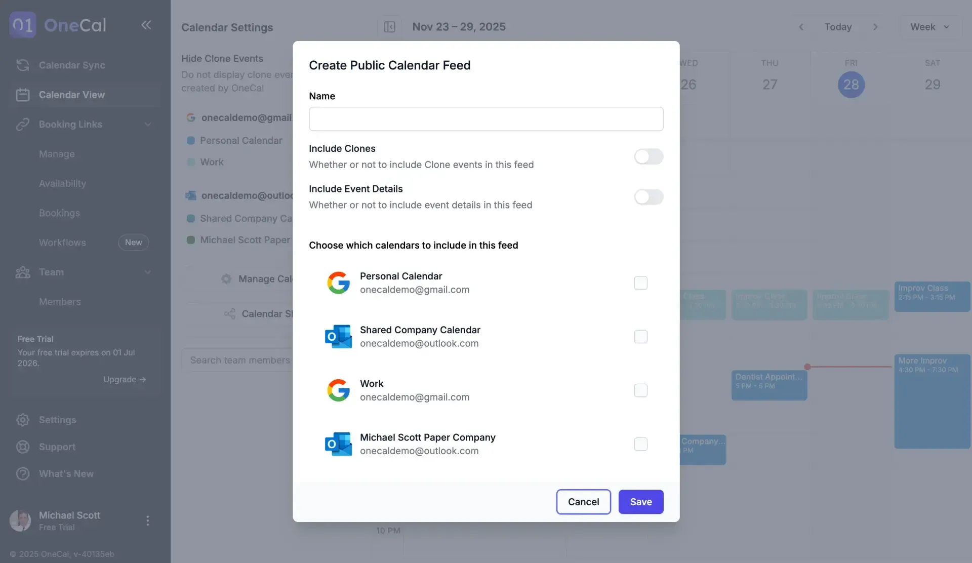 Create Calendar Feed Form