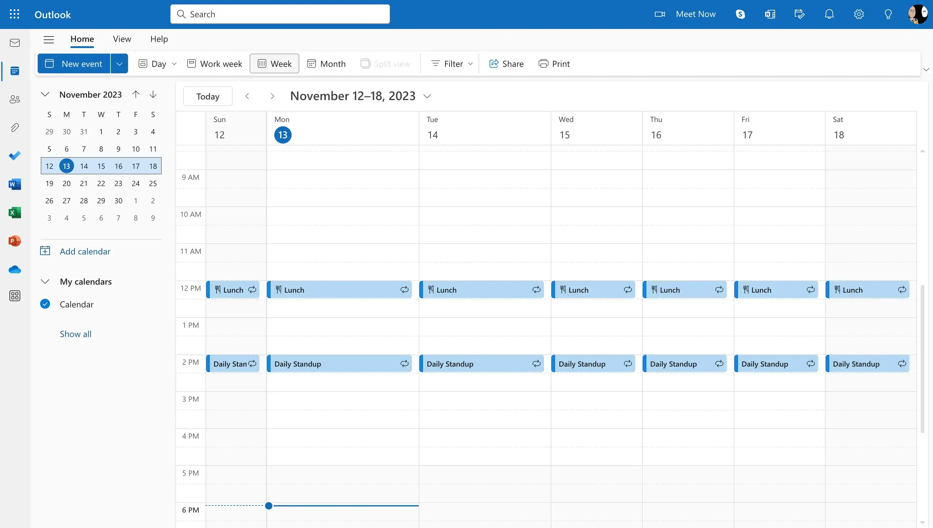 Outlook Calendar UI Outlook Calendar UI