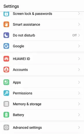 Settings on Android Settings on Android