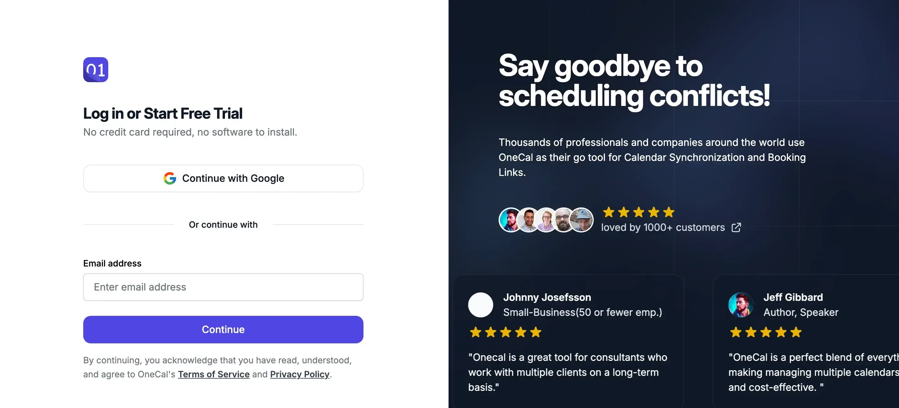 Onecal sign up Onecal sign up