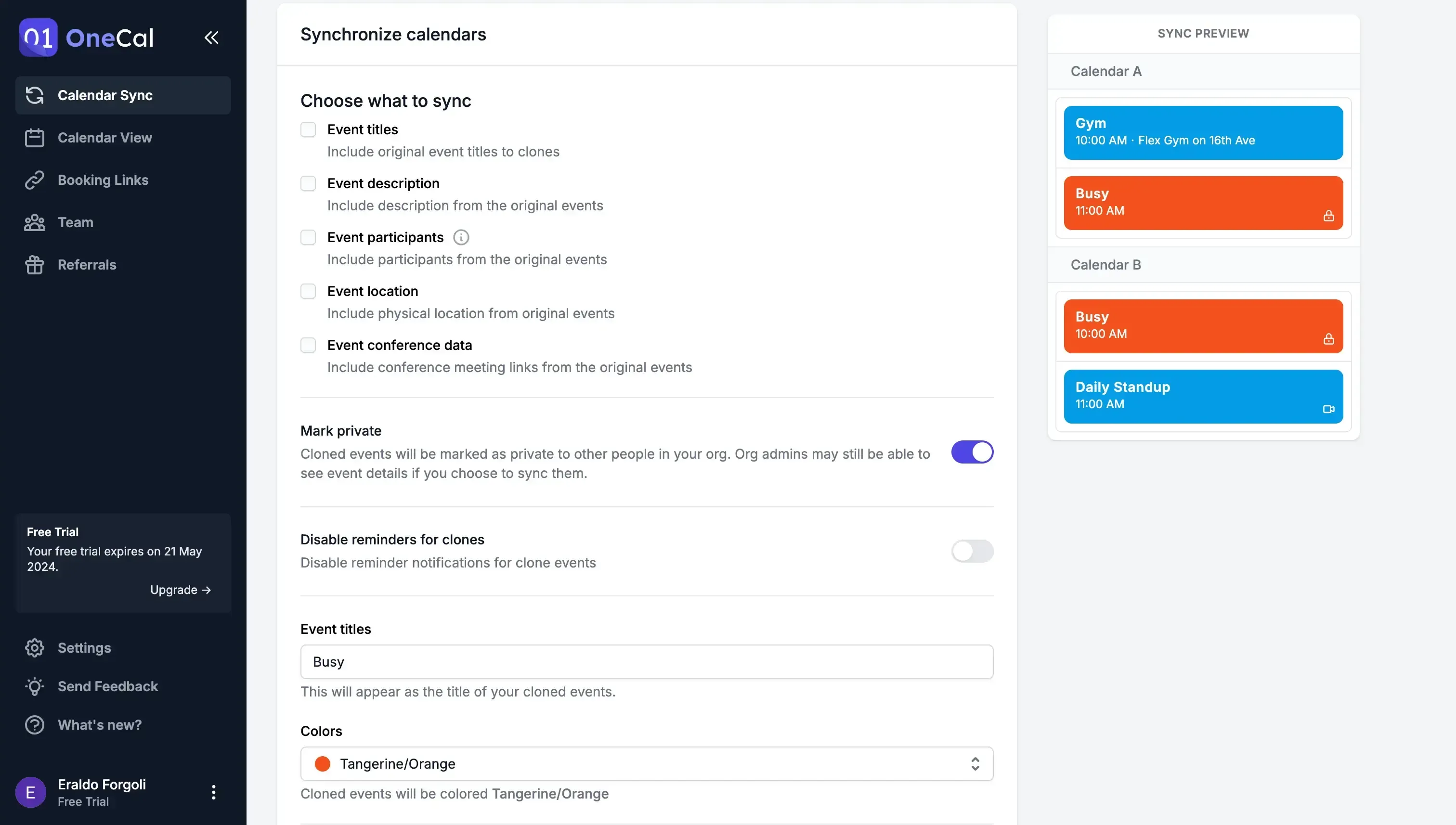 OneCal Calendar Sync Configuration OneCal Calendar Sync Configuration