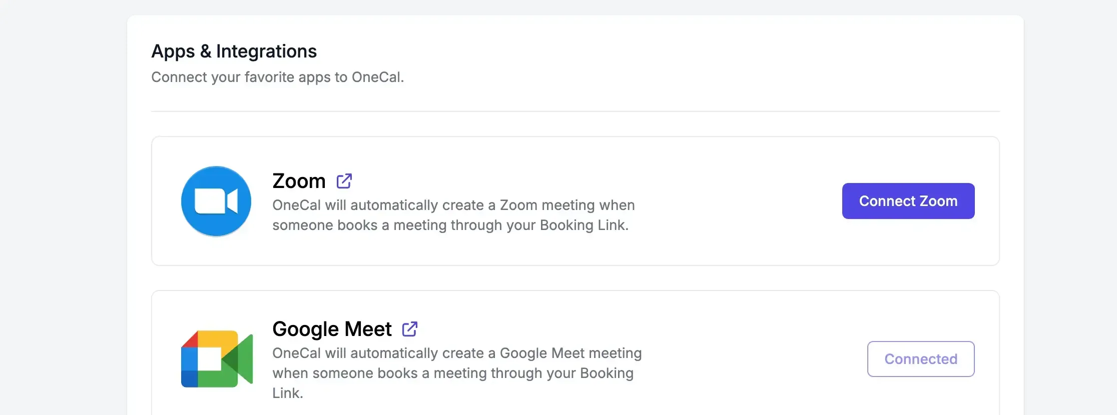 OneCal zoom integration OneCal zoom integration