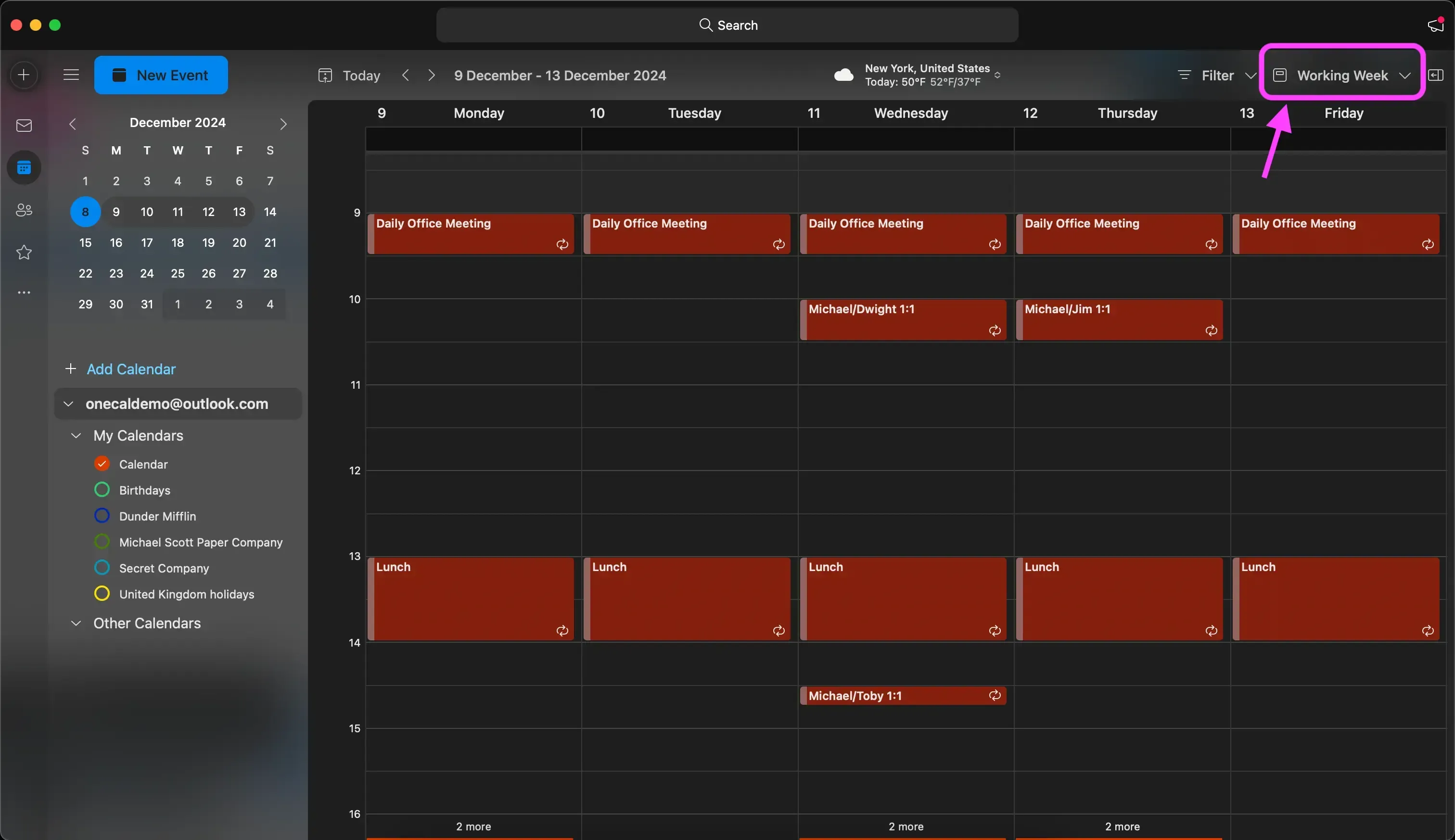 Outlook app - calendar layout Outlook app - calendar layout