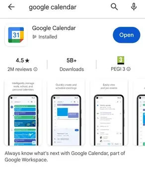 Download the Google Calendar App on Play Store Download the Google Calendar App on Play Store