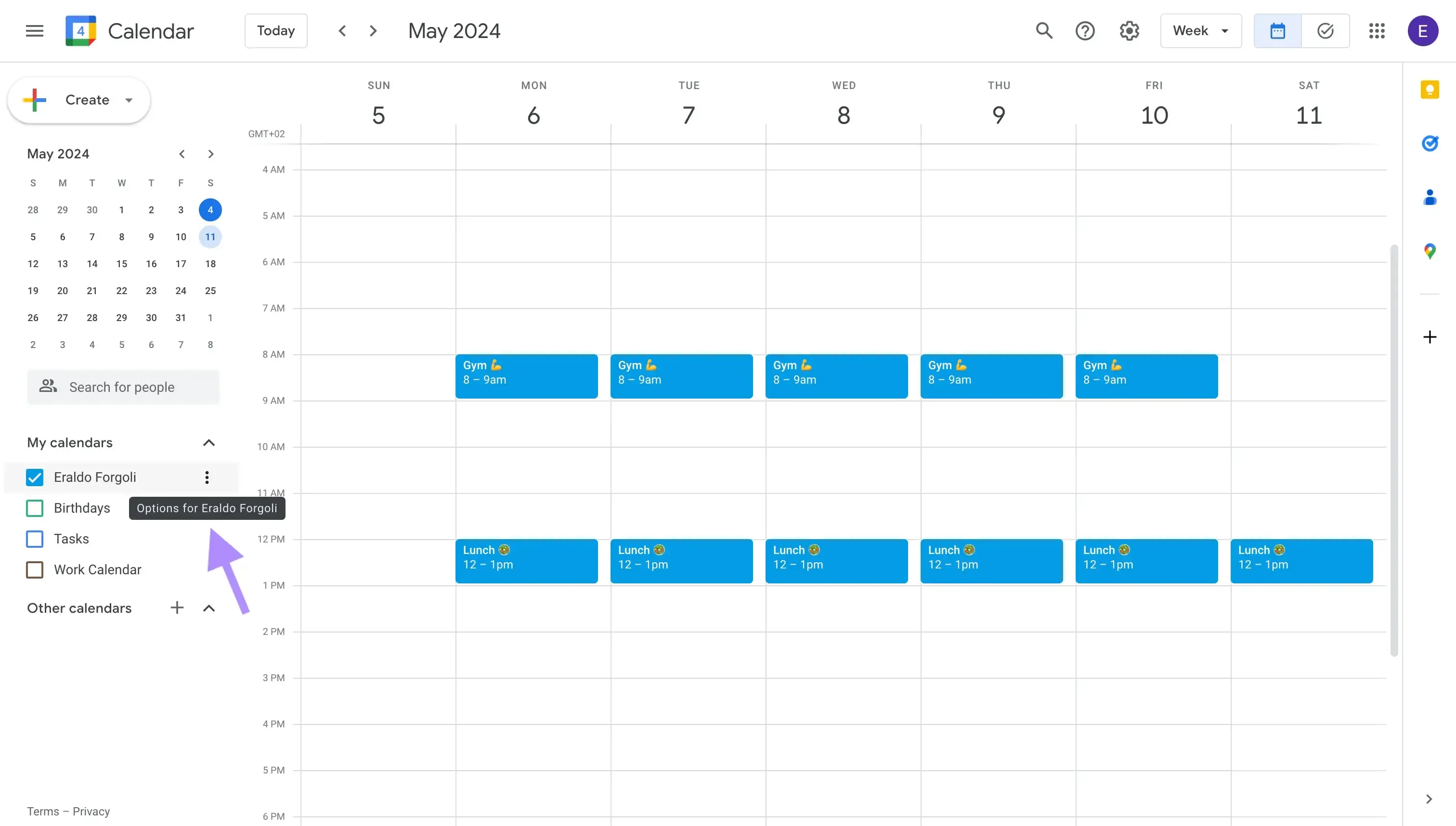 Google Calendar - Three dots icon Google Calendar - Three dots icon