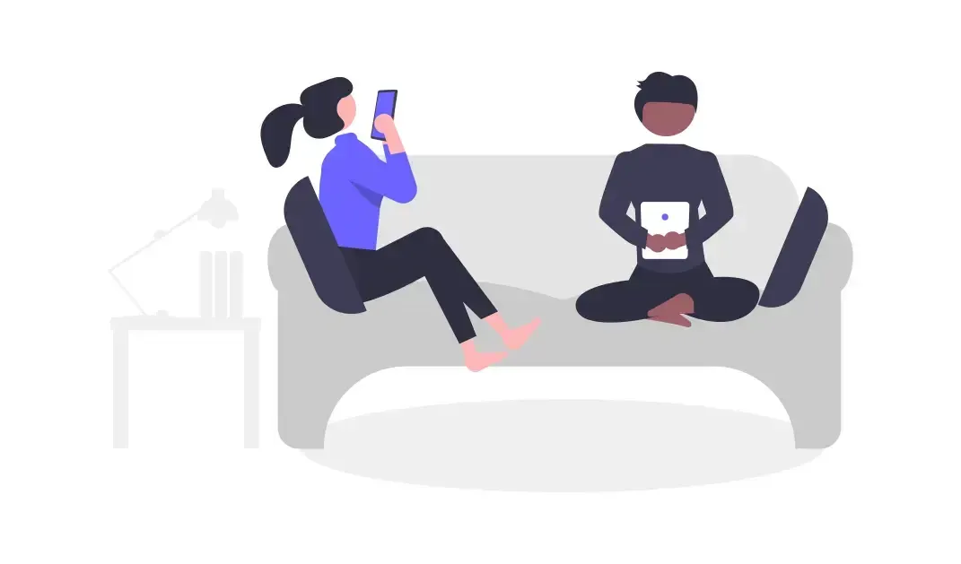 Illustration of two people communicating Illustration of two people communicating