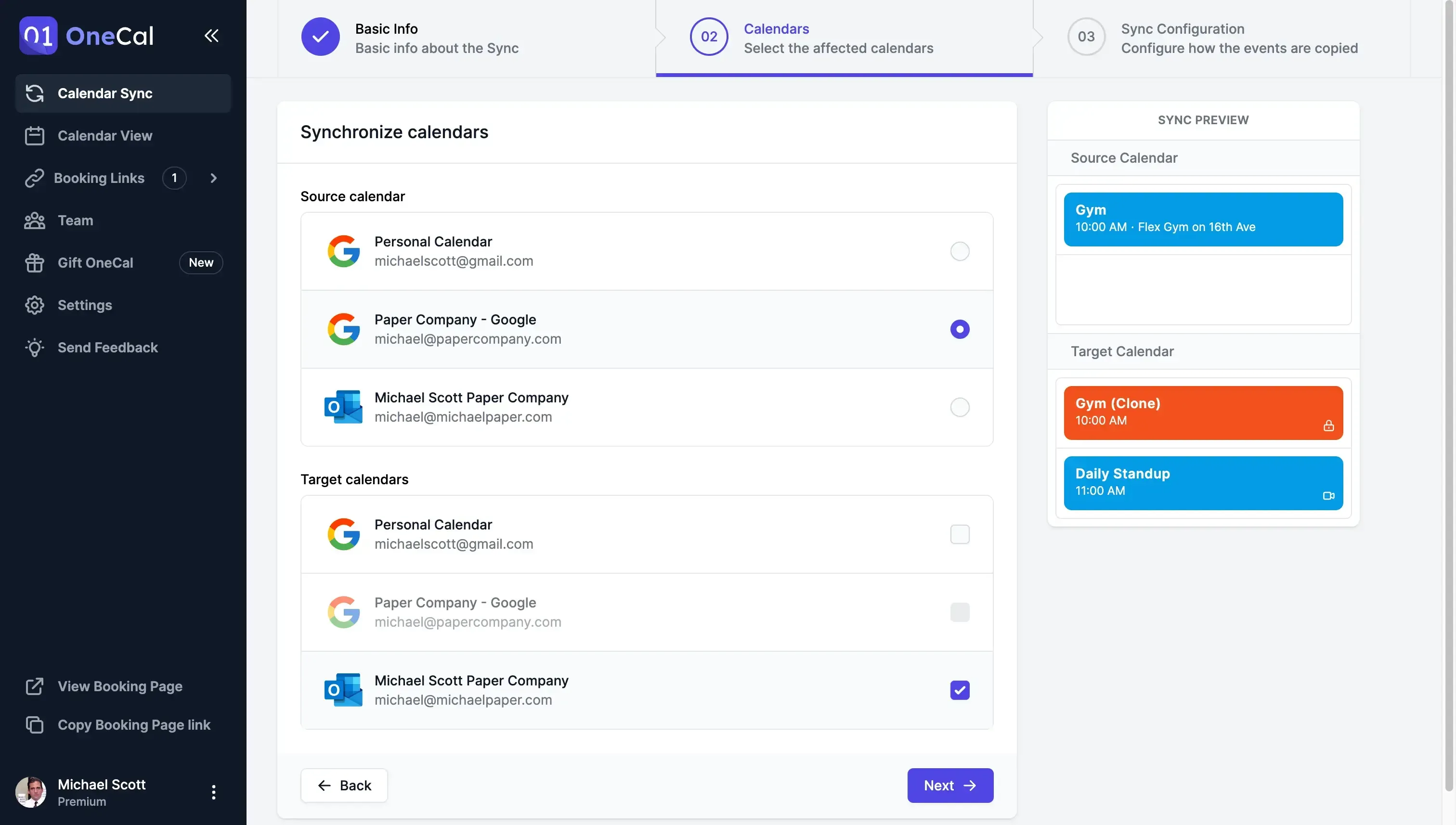 OneCal Calendar Sync - Select the calendars to sync OneCal Calendar Sync - Select the calendars to sync