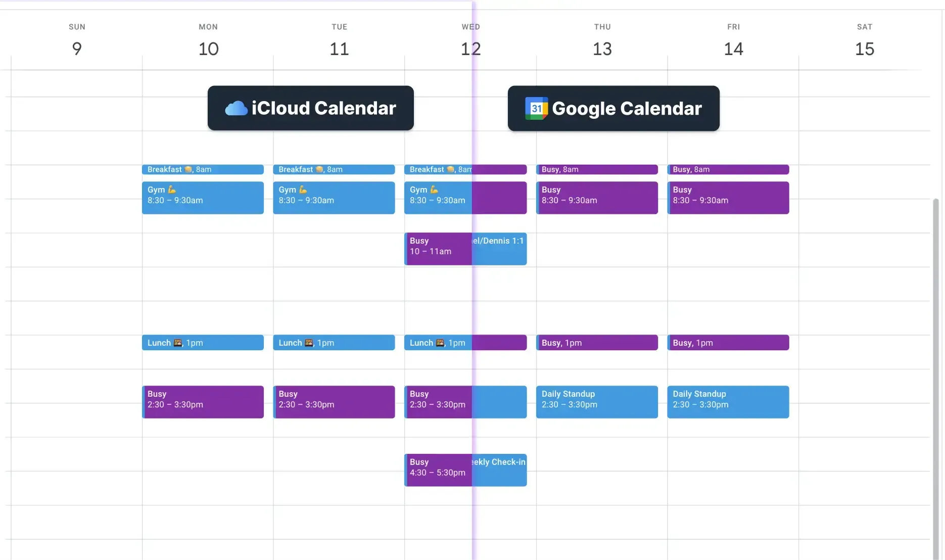 iCloud and Google Calendars synced ilustration iCloud and Google Calendars synced ilustration
