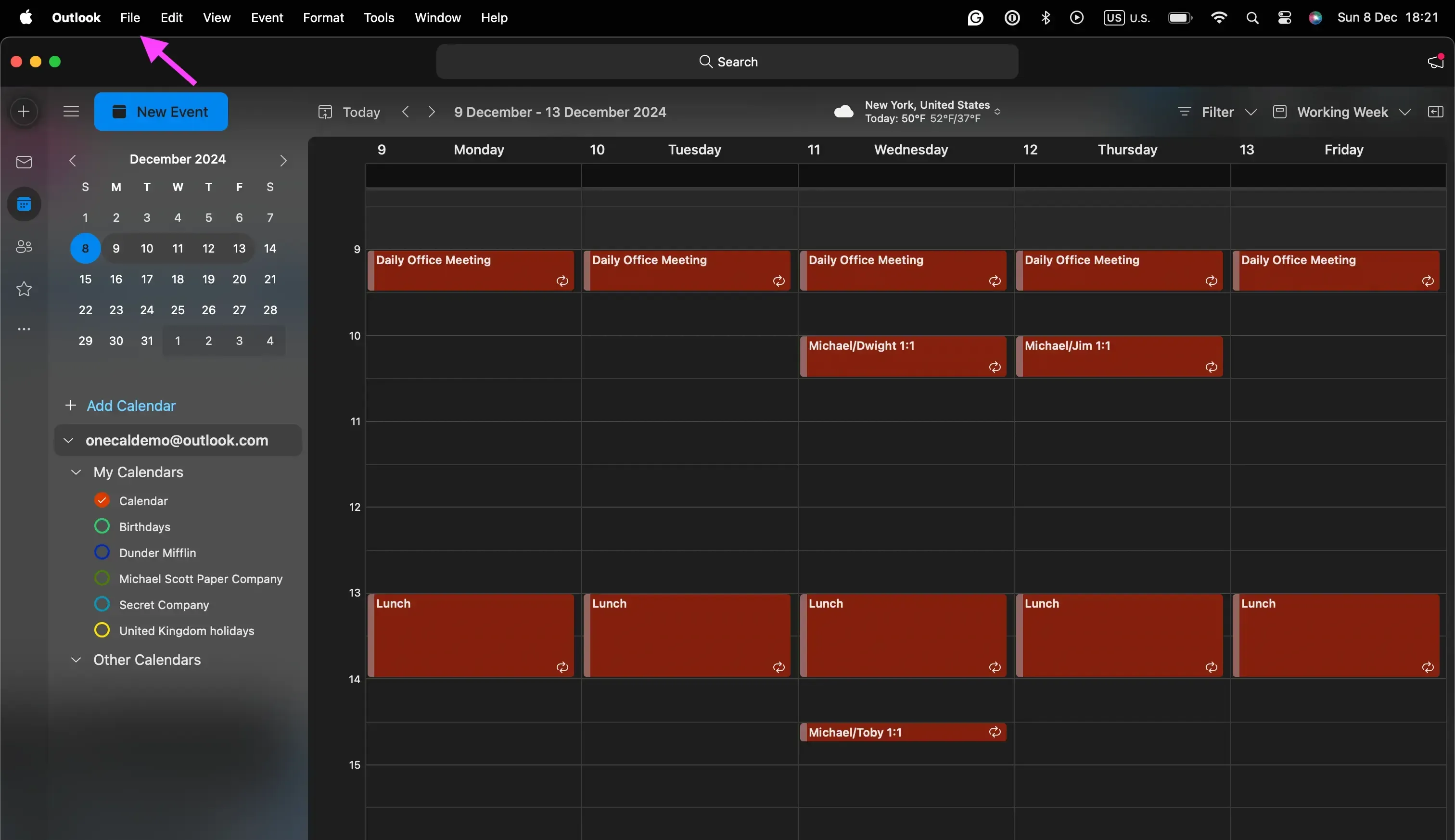 Outlook app - click file Outlook app - click file